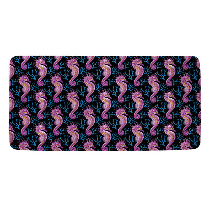Purple Seahorse Pattern Print Towel