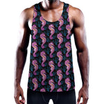 Purple Seahorse Pattern Print Training Tank Top