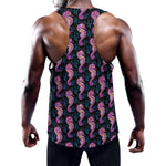 Purple Seahorse Pattern Print Training Tank Top