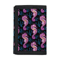 Purple Seahorse Pattern Print Trifold Wallet