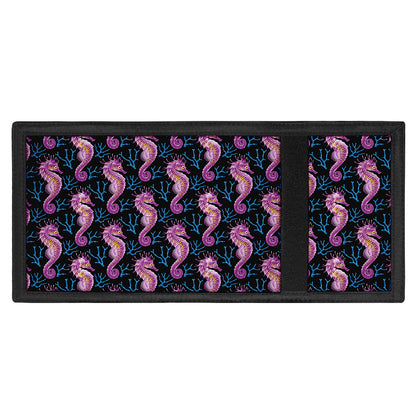 Purple Seahorse Pattern Print Trifold Wallet