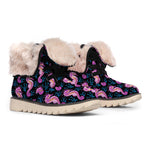 Purple Seahorse Pattern Print Winter Boots