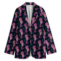 Purple Seahorse Pattern Print Women's Blazer