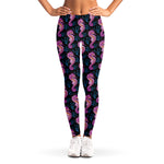 Purple Seahorse Pattern Print Women's Leggings