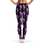 Purple Seahorse Pattern Print Women's Leggings