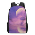 Purple Sky And Full Moon Print 17 Inch Backpack