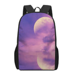 Purple Sky And Full Moon Print 17 Inch Backpack