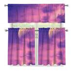 Purple Sky And Full Moon Print 3 Piece Kitchen Curtains