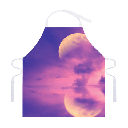 Purple Sky And Full Moon Print Adjustable Apron