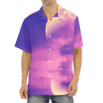 Purple Sky And Full Moon Print Aloha Shirt