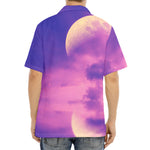 Purple Sky And Full Moon Print Aloha Shirt