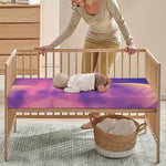 Purple Sky And Full Moon Print Baby Crib Sheet