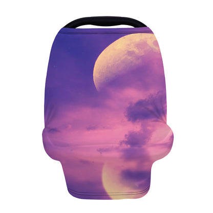 Purple Sky And Full Moon Print Baby Seat Cover