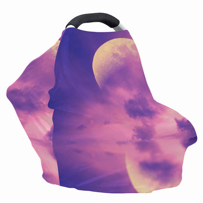 Purple Sky And Full Moon Print Baby Seat Cover