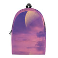 Purple Sky And Full Moon Print School Backpack