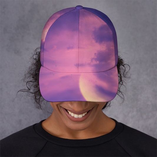 Purple Sky And Full Moon Print Baseball Cap