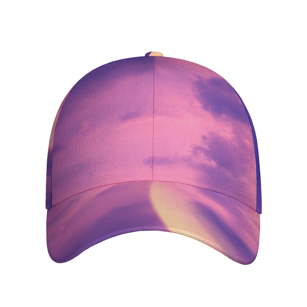 Purple Sky And Full Moon Print Baseball Cap