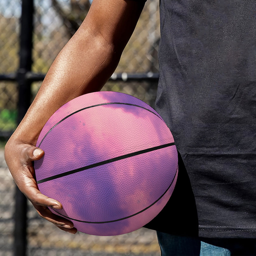 Purple Sky And Full Moon Print Basketball