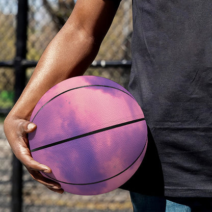 Purple Sky And Full Moon Print Basketball