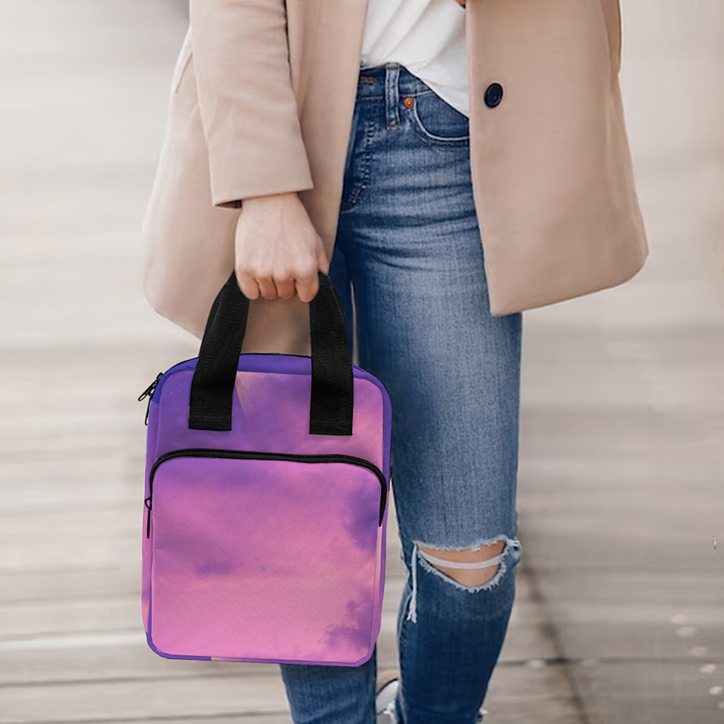 Purple Sky And Full Moon Print Bible Tote Bag