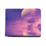 Purple Sky And Full Moon Print Bifold Wallet