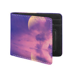 Purple Sky And Full Moon Print Bifold Wallet