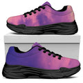 Purple Sky And Full Moon Print Black Chunky Shoes