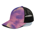Purple Sky And Full Moon Print Black Mesh Trucker Cap