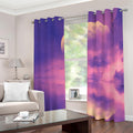 Purple Sky And Full Moon Print Dimout Grommet Curtains