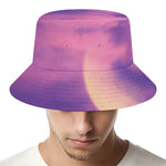 Purple Sky And Full Moon Print Bucket Hat