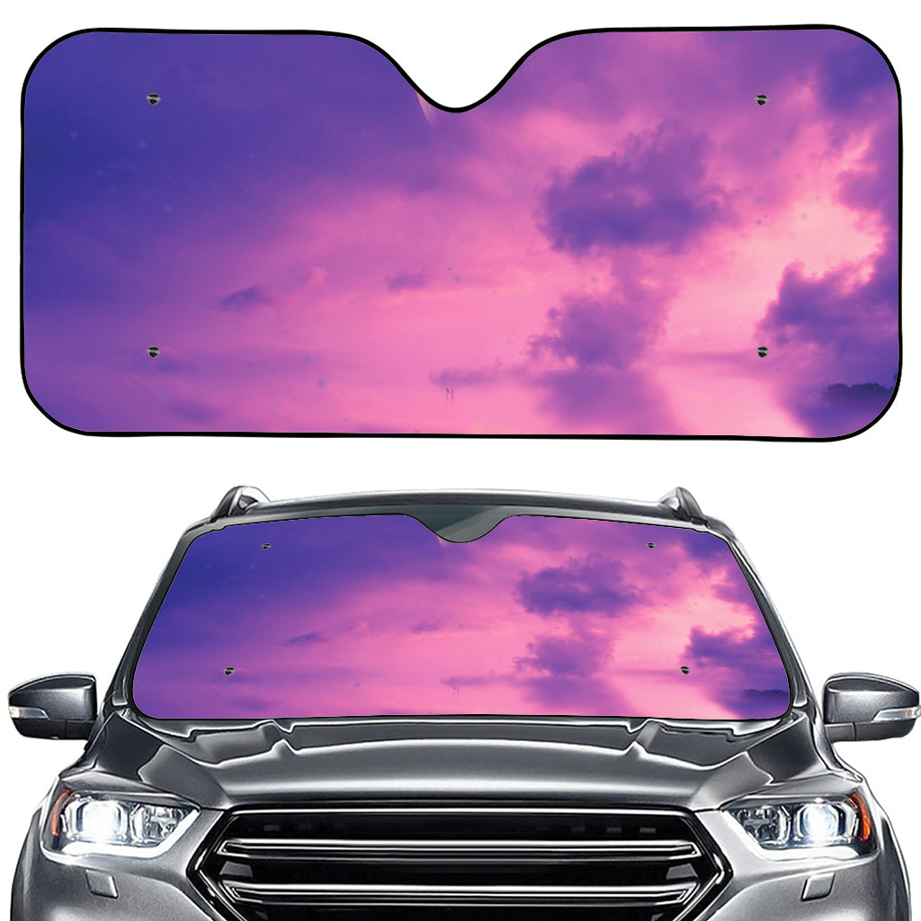 Purple Sky And Full Moon Print Car Windshield Sun Shade