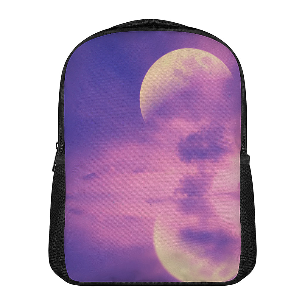 Purple Sky And Full Moon Print Casual Backpack