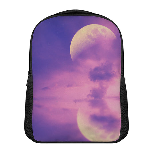 Purple Sky And Full Moon Print Casual Backpack
