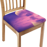Purple Sky And Full Moon Print Chair Cushion Cover