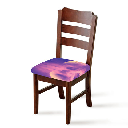Purple Sky And Full Moon Print Chair Cushion Cover
