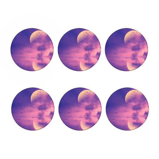 Purple Sky And Full Moon Print Coaster Set