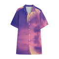 Purple Sky And Full Moon Print Cotton Hawaiian Shirt