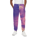 Purple Sky And Full Moon Print Cotton Pants
