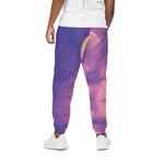 Purple Sky And Full Moon Print Cotton Pants