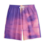 Purple Sky And Full Moon Print Cotton Shorts