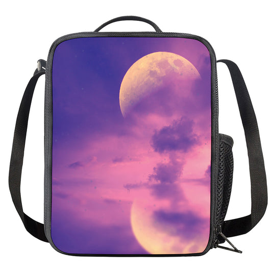 Purple Sky And Full Moon Print Crossbody Lunch Bag