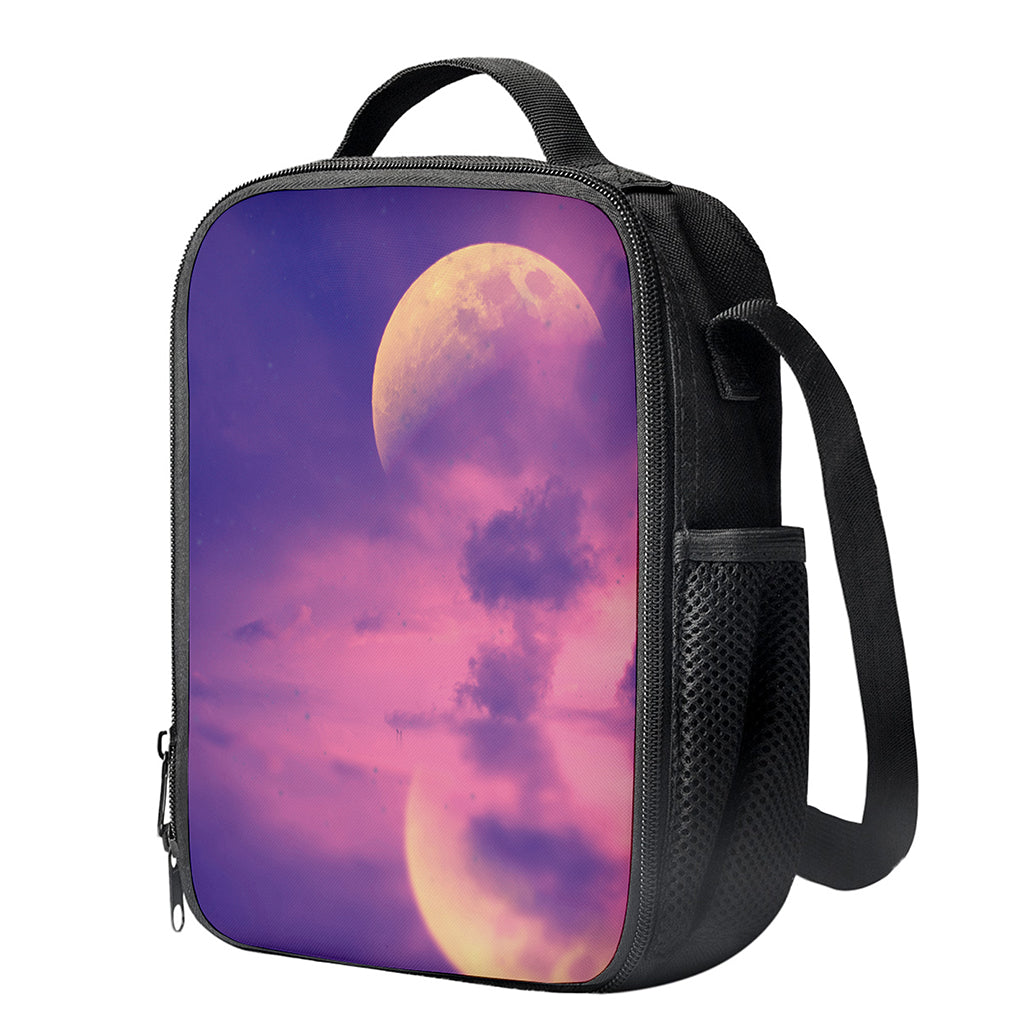 Purple Sky And Full Moon Print Crossbody Lunch Bag