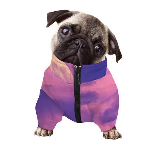 Purple Sky And Full Moon Print Dog Zip Up Jacket