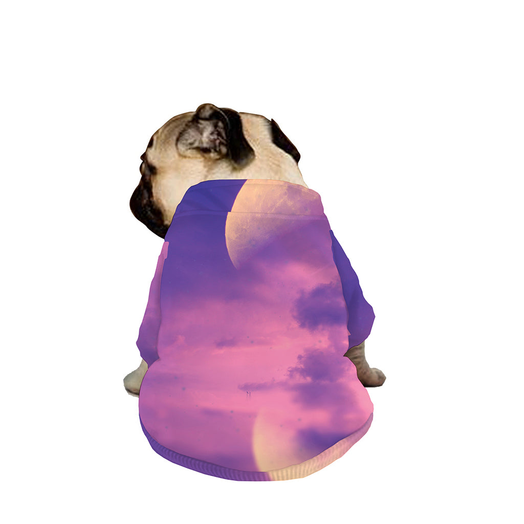 Purple Sky And Full Moon Print Dog Zip Up Jacket