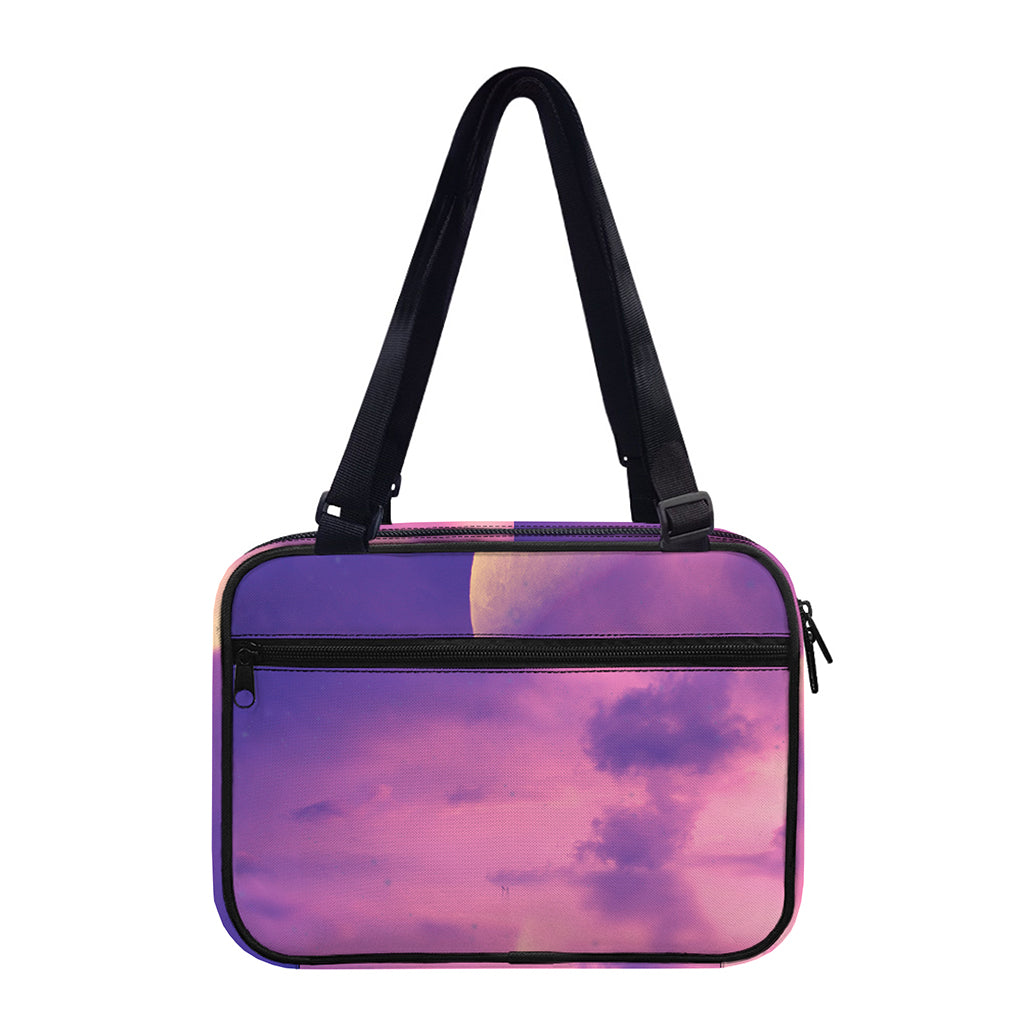 Purple Sky And Full Moon Print Double Strap Bible Bag