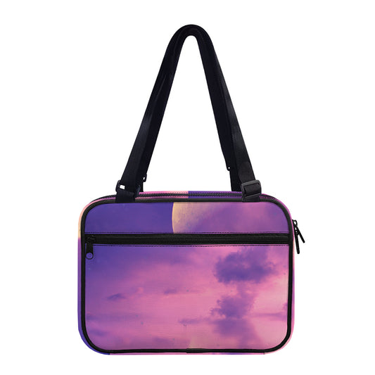 Purple Sky And Full Moon Print Double Strap Bible Bag