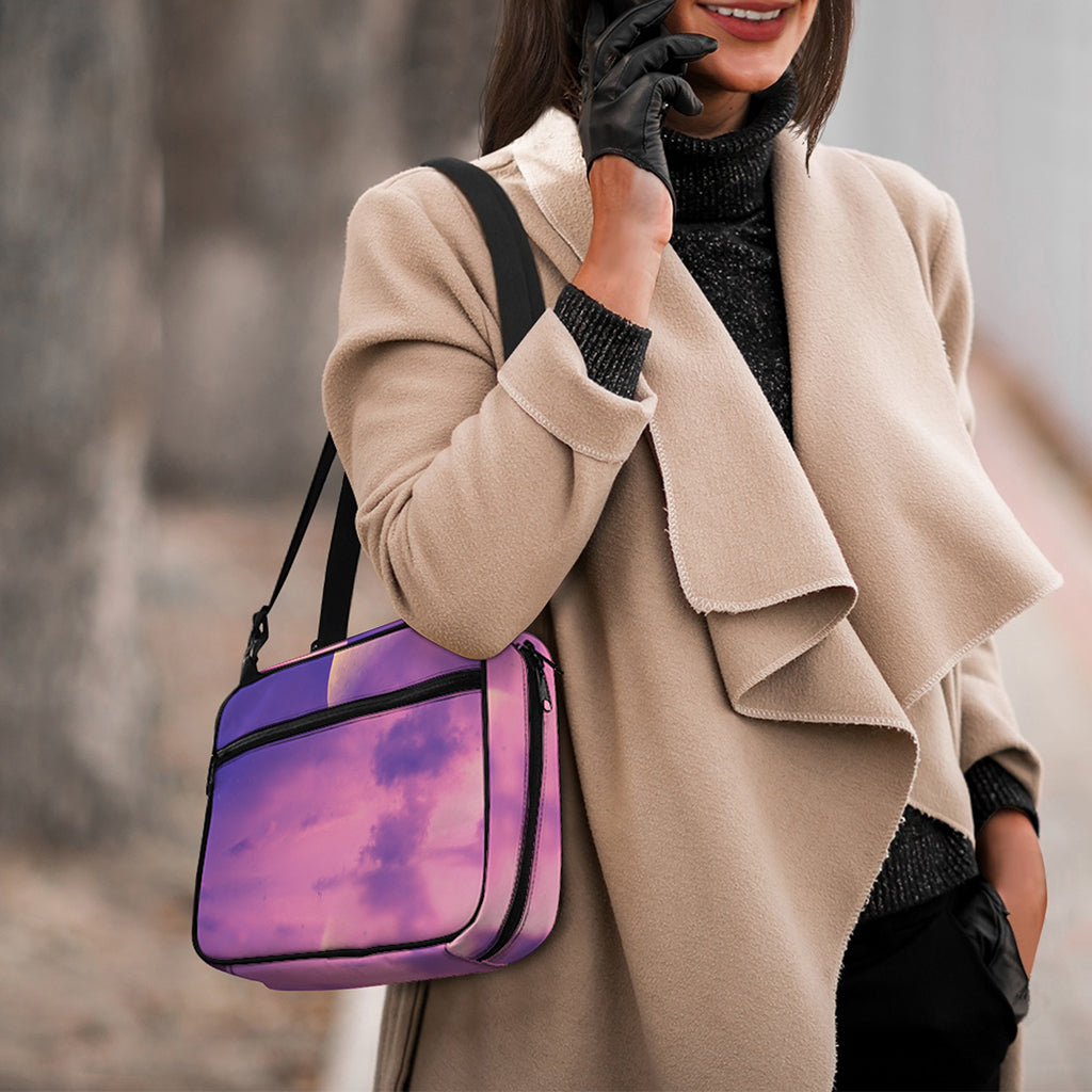 Purple Sky And Full Moon Print Double Strap Bible Bag