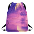 Purple Sky And Full Moon Print Drawstring Backpack