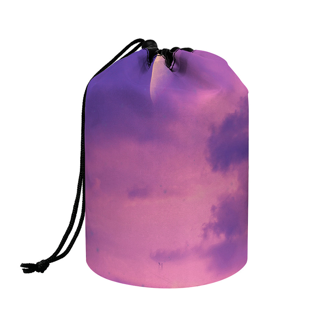 Purple Sky And Full Moon Print Drawstring Makeup Bag