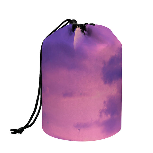 Purple Sky And Full Moon Print Drawstring Makeup Bag